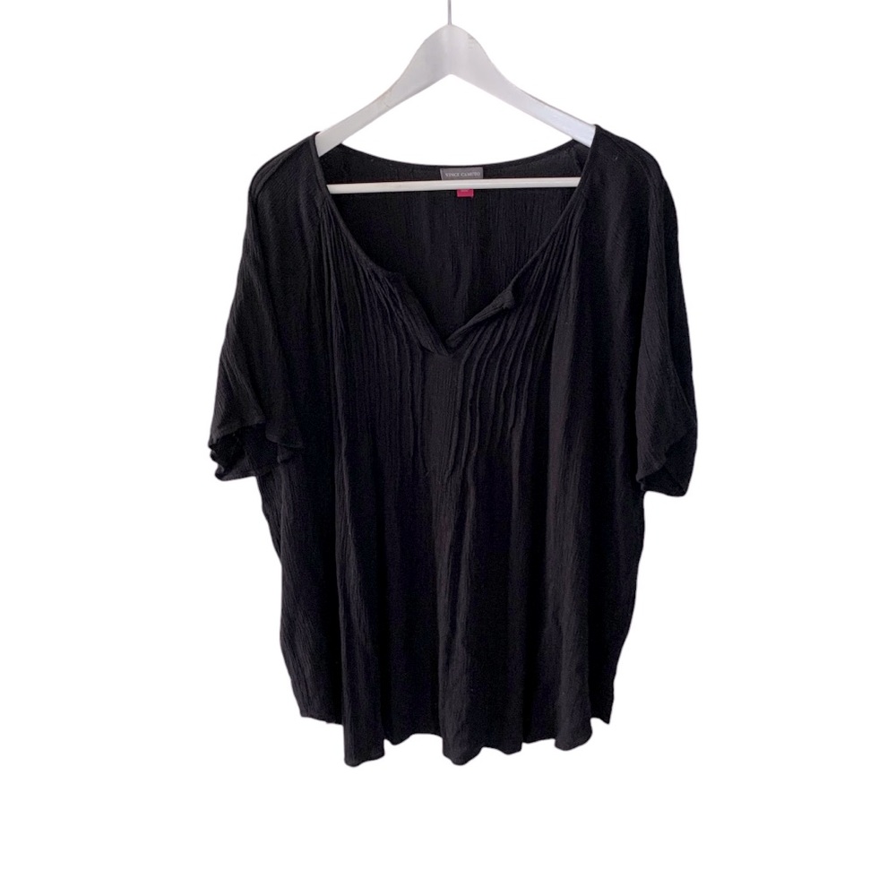 Vince Camuto Lightweight Black Top Women Size 3X V Neck Relaxed Fit